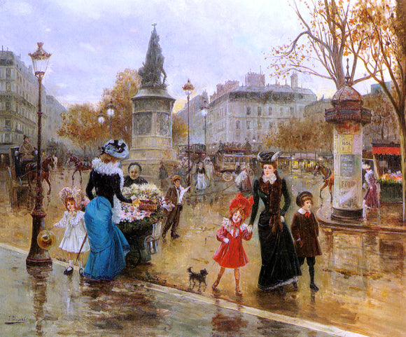  Joaquin Pallares Y Allustante Une Place Animee a Paris - Art Print