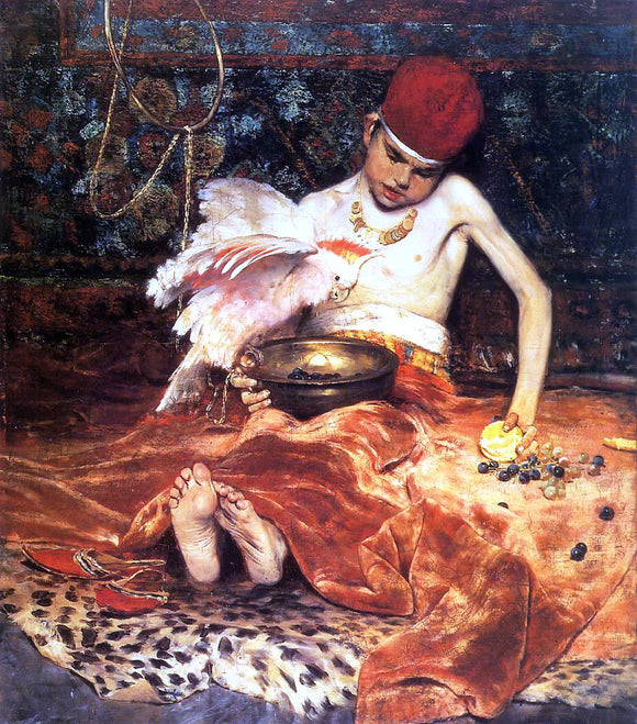  William Merritt Chase Unexpected Intrusion (also known as The Turkish Page) - Art Print