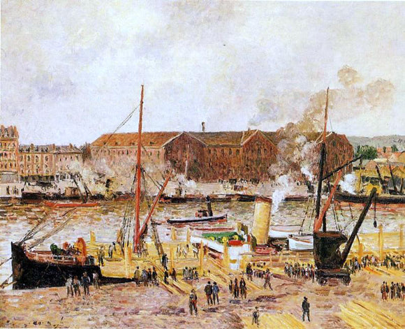  Camille Pissarro Unloading Wood at Rouen - Art Print