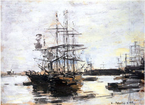  Eugene-Louis Boudin Vaisseaux a l'ancre devant Venise - Art Print