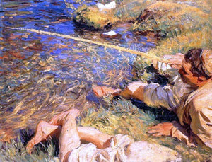  John Singer Sargent Val d'Aosta, Man Fishing - Art Print