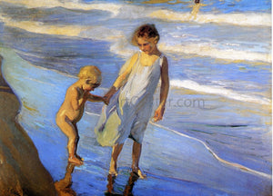  Joaquin Sorolla Y Bastida Valencia, Two LIttle Girls on a Beach - Art Print