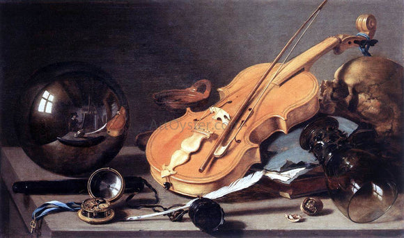  Pieter Claesz Vanitas with Violin and Glass Ball - Art Print