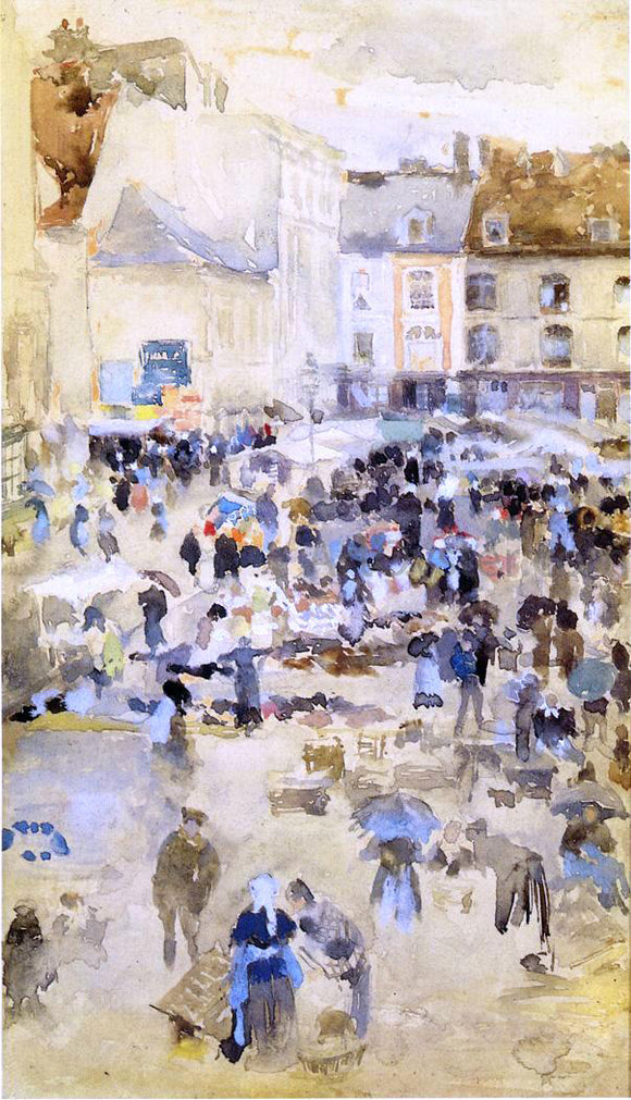 James McNeill Whistler Variations in Violet and Grey - Market Place, Dieppe - Art Print