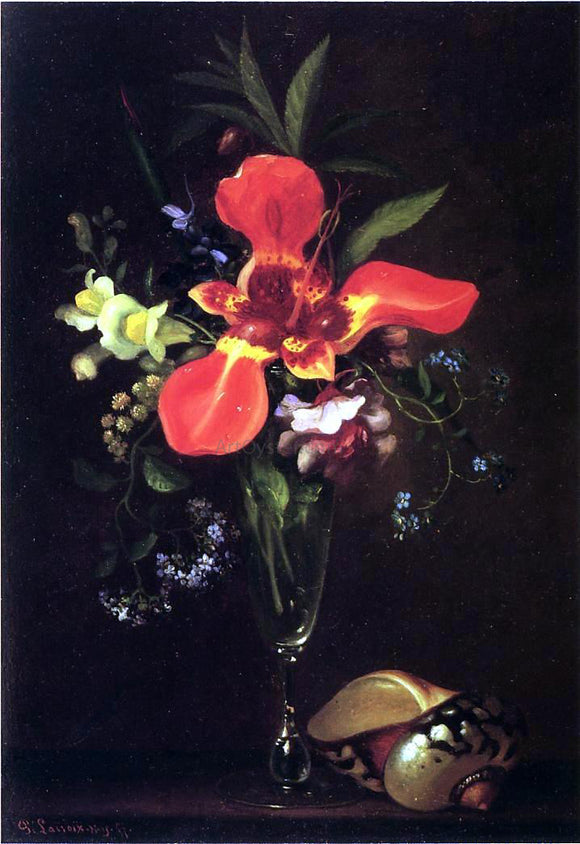  Paul Lacroix Vase of Flowers and a Shell - Art Print