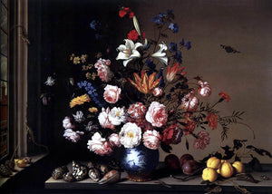  Balthasar Van der Ast Vase of Flowers by a Window - Art Print