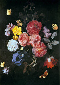  Otto Marseus Van Schrieck Vase of Flowers with Butterflies - Art Print