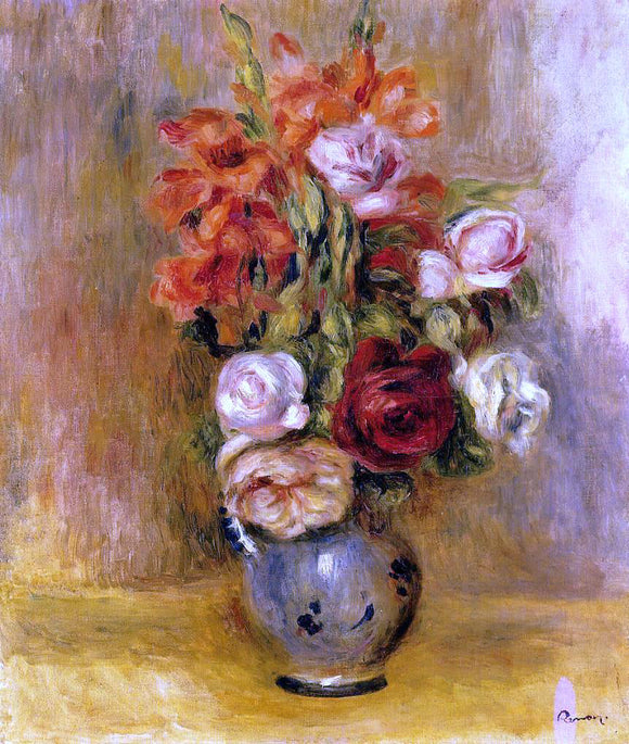  Pierre Auguste Renoir Vase of Gladiolas and Roses - Art Print
