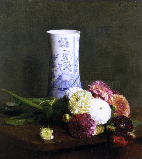  Victoria Dubourg Fantin-Latour Vase of Zinias - Art Print