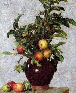  Henri Fantin-Latour Vase with Apples and Foliage - Art Print