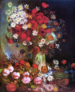  Vincent Van Gogh Vase with Poppies, Cornflowers, Peonies and Chrysanthemums - Art Print