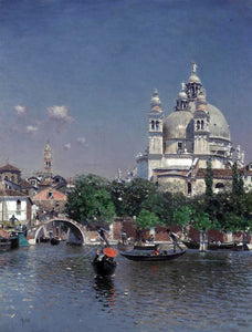  Martin Rico Y Ortega Venetian Lagoon Near the Church of Santa Maria della Salute - Art Print