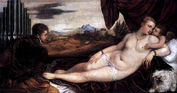  Titian Venus and Cupid with an Organist - Art Print