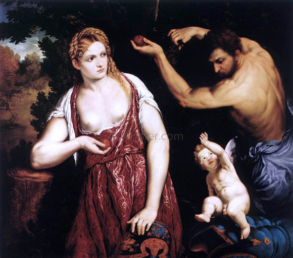 Paris Bordone Venus and Mars with Cupid - Art Print