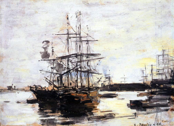  Eugene-Louis Boudin Vessel at Anchor Outside of Venice - Art Print