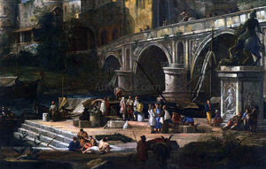  Luca Carlevaris View of a River Port - Art Print