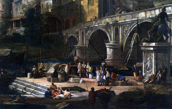  Luca Carlevaris View of a River Port - Art Print