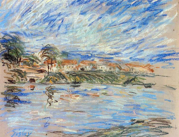  Alfred Sisley View of a Village by a River - Art Print