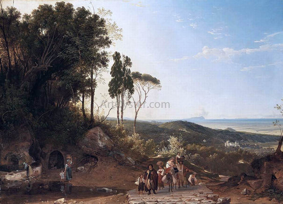  Franz Ludwig Catel View of Ariccia with the Sea in the Background - Art Print