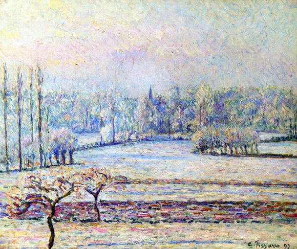  Camille Pissarro View of Bazincourt, Frost, Morning - Art Print