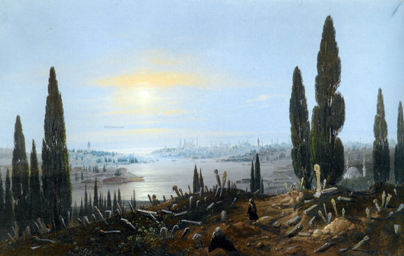  Carlo Bossoli View of Constantinople by moonlight - Art Print