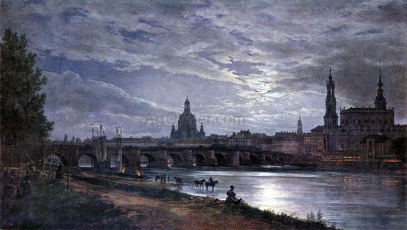  Johan Christian Claussen Dahl View of Dresden at Full Moon - Art Print