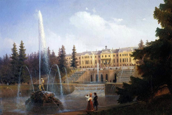  Ivan Constantinovich Aivazovsky View of the Big Cascade in Petergof and the Great Palace of Petergof - Art Print