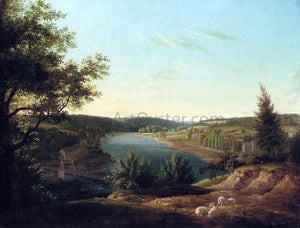  Thomas Birch View of the Chain Bridge and Falls of Schuykill, Five Miles from Philadelphia - Art Print