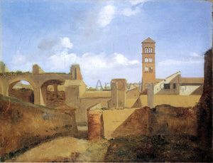  Francois-Marius Granet View of the Church of Santa Francesca Romana and the Basilica of Constatine - Art Print