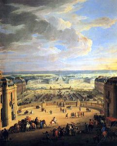  Jean-Baptiste Martin View of the Forecourts of the Chateau de Versailles and the Stables - Art Print