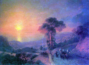  Ivan Constantinovich Aivazovsky View of the Sea from the Mountains at Sunset, Crimea - Art Print