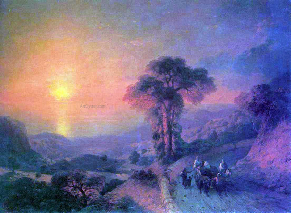  Ivan Constantinovich Aivazovsky View of the Sea from the Mountains at Sunset, Crimea - Art Print