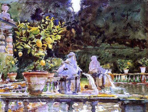  John Singer Sargent Villa de Marlia: A Fountain - Art Print