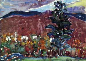  Maurice Prendergast Village Against Purple Mountain - Art Print