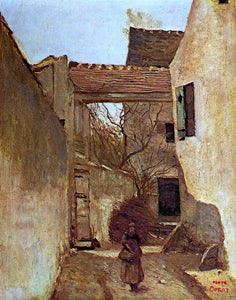  Jean-Baptiste-Camille Corot Village Corner, Ecouen (also known as Seine and Oise) - Art Print
