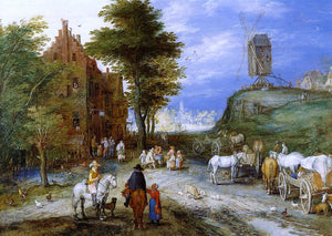  The Elder Jan Bruegel Village Entrance with Windmill - Art Print