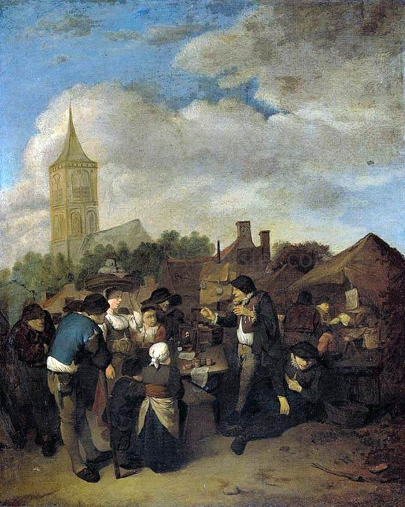  Cornelis Bega Village Market with the Quack - Art Print