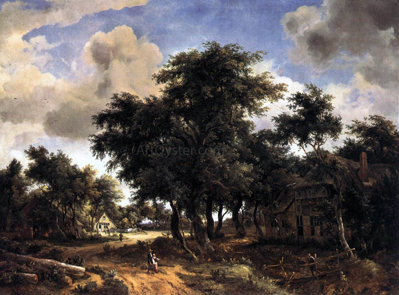  Meyndert Hobbema Village Street Under Trees - Art Print