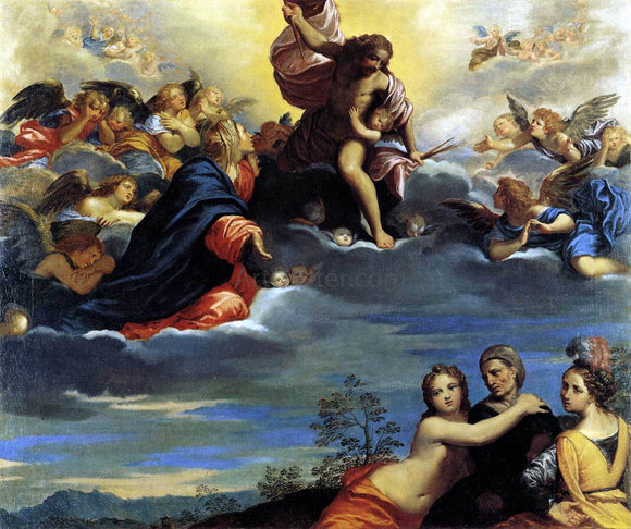  Ippolito  Scarsellino Virgin and Angels Imploring Christ not to Punish Lust, Avarice, and Pride - Art Print