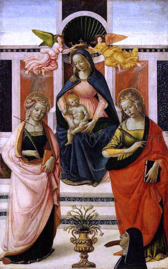  Davide Ghirlandaio Virgin and Child Enthroned between St Ursula and St Catherine - Art Print