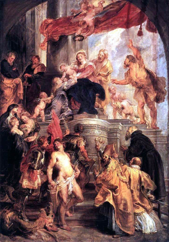  Peter Paul Rubens Virgin and Child Enthroned with Saints - Art Print