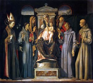  Alvise Vivarini Virgin and Child Enthroned with Saints (Sacra Conversazione) - Art Print