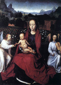  Hans Memling Virgin and Child in a Rose-Garden with Two Angels - Art Print