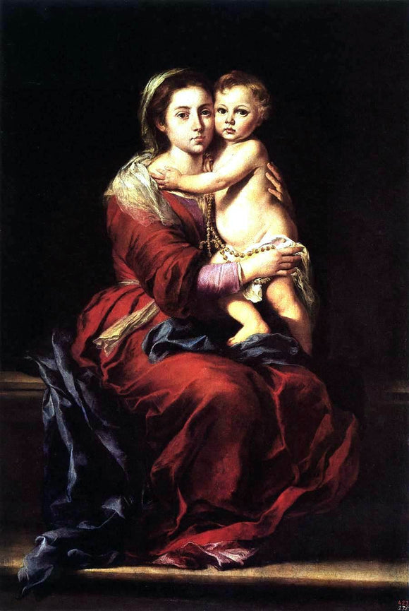  Bartolome Esteban Murillo Virgin and Child with a Rosary - Art Print
