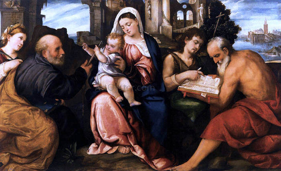  Bonifazio Veronese Virgin and Child with Saints - Art Print