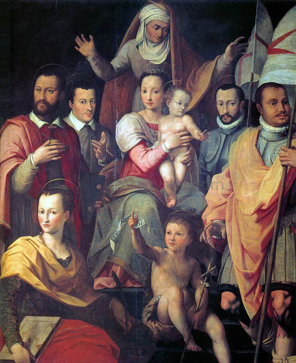  Giovanni Maria Butteri Virgin and Child with St Anne and Members of the Medici Family as Saints - Art Print