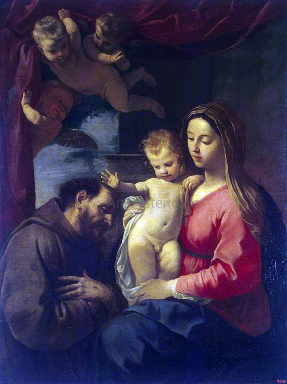  Simone Cantarini Virgin and Child with St Francis of Assisi - Art Print