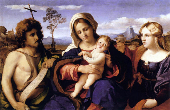  Palma Vecchio Virgin and Child with St John the Baptist and Mary Magdalene - Art Print