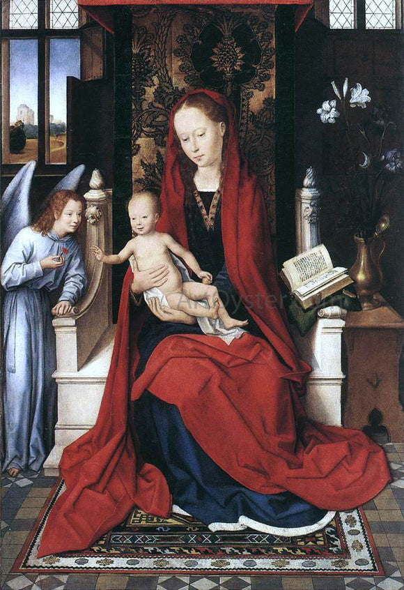  Hans Memling Virgin Enthroned with Child and Angel - Art Print