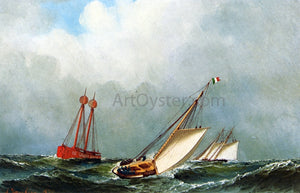  Antonio Jacobsen Vision and Dauntless off Sandy Hook Lightship - Art Print